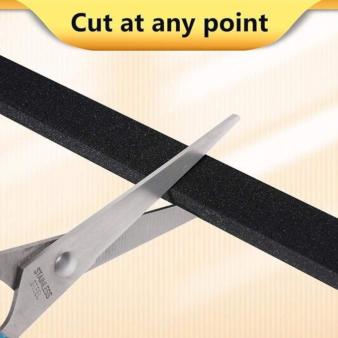 Black Weather Stripping Door Seal Strip (3/5 Inch X 1/4 Inch X 16Feet), Strong Adhesive, Lightproof, Soundproof, Weatherproof Foam Tape Insulation for Sliding Door, Front Door Frame, Windows