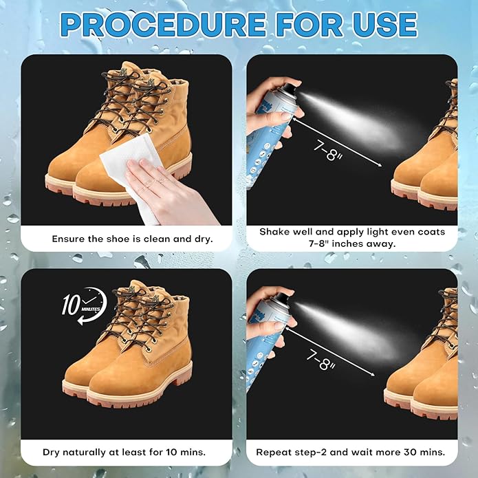 etching Shoe Protector Spray, Suede Protector Spray, Rain & Stain Waterproof Protection for Shoes, Boots, Handbags, Purses, Suede, Leather, Canvas, Nubuck, Fabric, Nylon, 10.15Oz