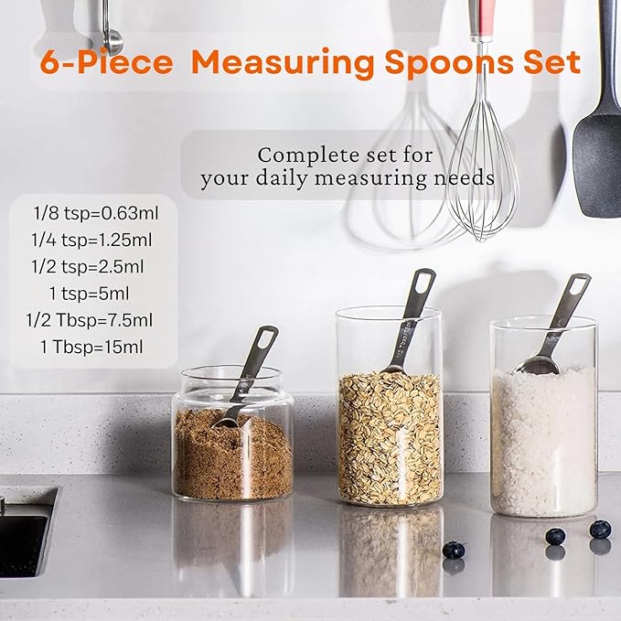 11PCS Measuring Spoons Set Stainless 1 tbsp, 1/2 tbsp, and 1-1/16tsp Steel Measuring Spoons for Cooking Baking Spice Jars and Liquid Ingredients