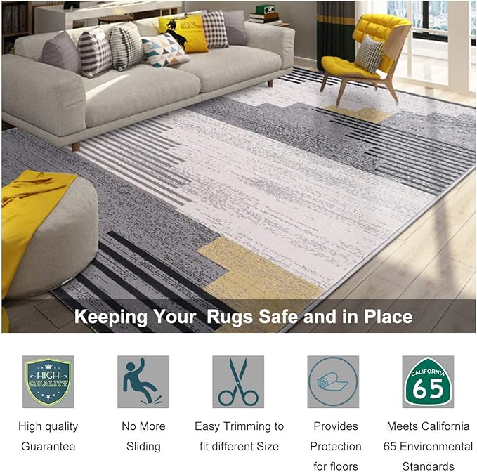 Non Slip Rug Pad Grippers - 2x6, 1/8" Thick, (Felt + Rubber) Double Layers Area Carpet Mat Tap, Provides Protection and Cushioning for Hardwood or Tile Floors