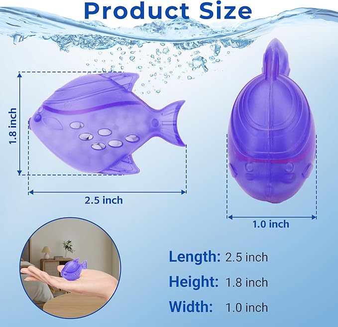 Funmit 6 Pack Universal Humidifier Cleaner Fish Compatible with Almost All Humidifiers and Fish Tanks, Purifies Water, Prevents Hard Water Build-Up, Reduces Scale, Purple