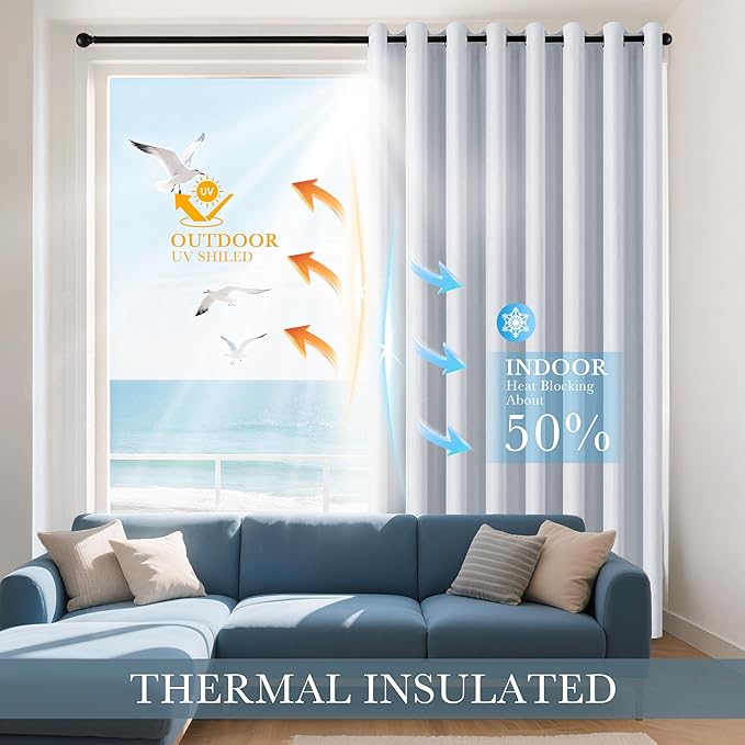 PONY DANCE Black Out Curtains for Bedroom 54 inch Length 2 Panels Set, Thermal Insulated Room Darkening Window Drapes for Living Room, Grommet Top (W34 x L54 Inch, Greyish White)