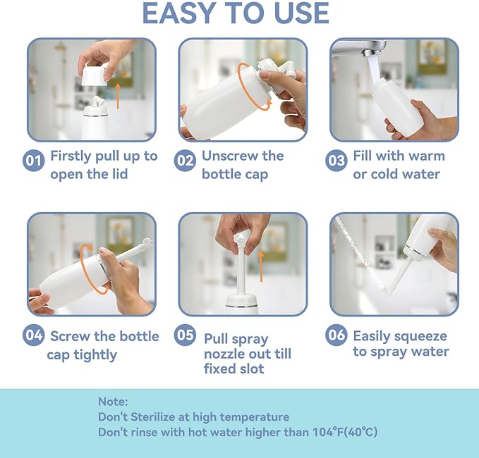 Portable Bidet for Travel Friendly Handheld Personal Peri Bottle 400ml Convenient Leakproof Design Personal Hygiene Cleaning (Pink, 400ml)