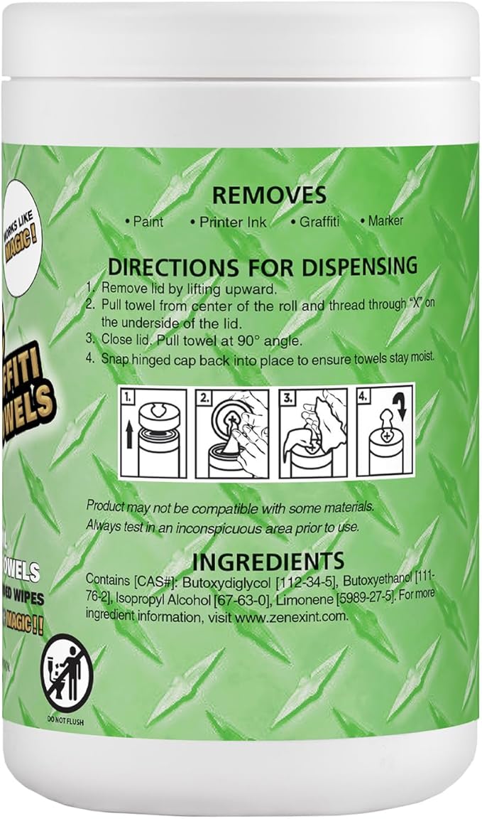 Magic Heavy Duty Paint & Graffiti Removing Wipes - Dual Sided Industrial Cleaning Towels | Waterless | Removes Adhesive, Ink, Marker, Spray Paint, Tar, Decals & more (1 Pack | 70 Sheets Total)