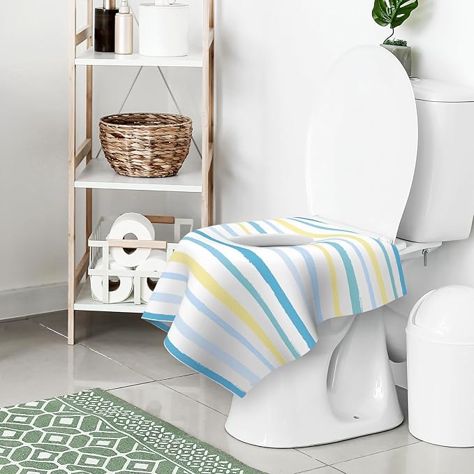 Toilet Seat Covers Disposable, Large Waterproof Potty Covers for Toddlers, Kids, and Adults, Toddler Potty Training for Public Restroom, Airplane, Trip, Individually Wrapped for Travel (Wave)