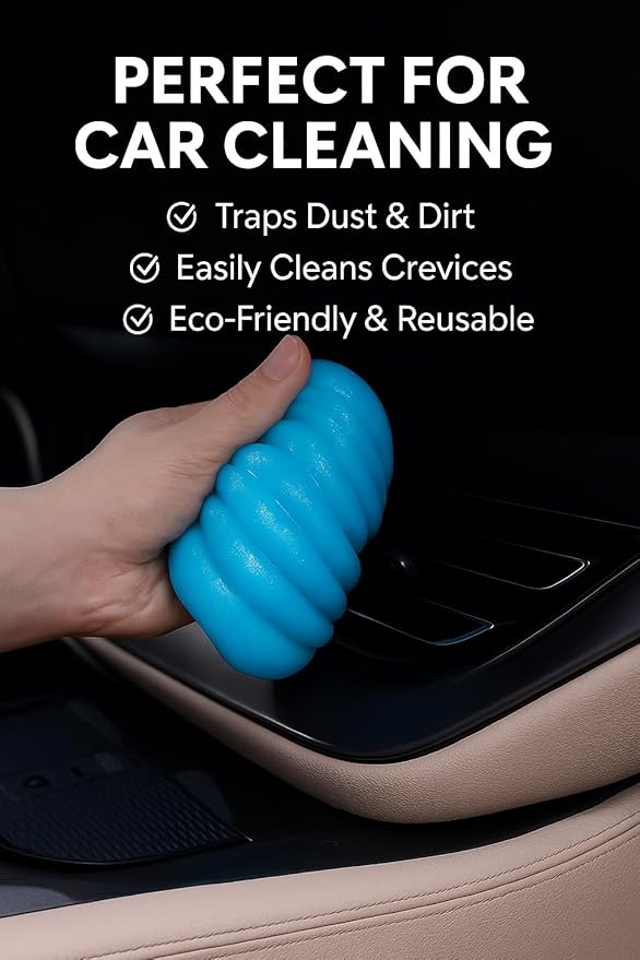 Car Cleaning Gel Pack of 2 – Reusable Car Interior Detailer Slime, Dust Remover Putty for Car Vents, Dashboard, Keyboard & Electronics, Auto Detailing Supplies for Easy Cleaning