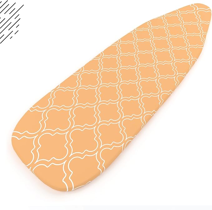 Encasa XO Ironing Board Cover and Pad 54"x15" - Thick 3mm Felt Padding, Drawstring Tightening & Lock, Easy Fit, Scorch & Stain Resistant, Fits Standard Large Ironing Board - Peach Tiles