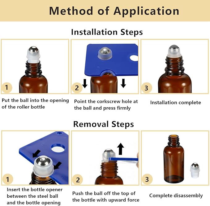 50ML Roller Bottles for Essential Oil, 3 Pack Empty Amber Glass Roller Bottle for Perfume Oil, Roll on Bottles with Stainless Steel Roller Balls, Opener, Funnel and Dropper