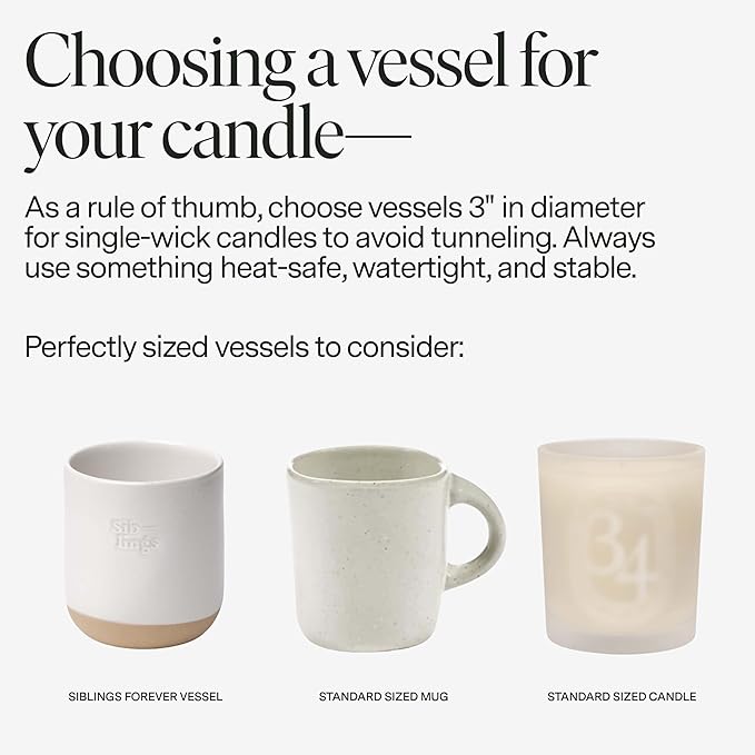 Siblings Candle Making Kit | DIY Coconut-Soy Wax Candle Kit with Wooden Wick | Scent No 03: Tangerine, Jasmine, Vetiver | Clean, Non-Toxic, Reusable, 60 Hr Burn