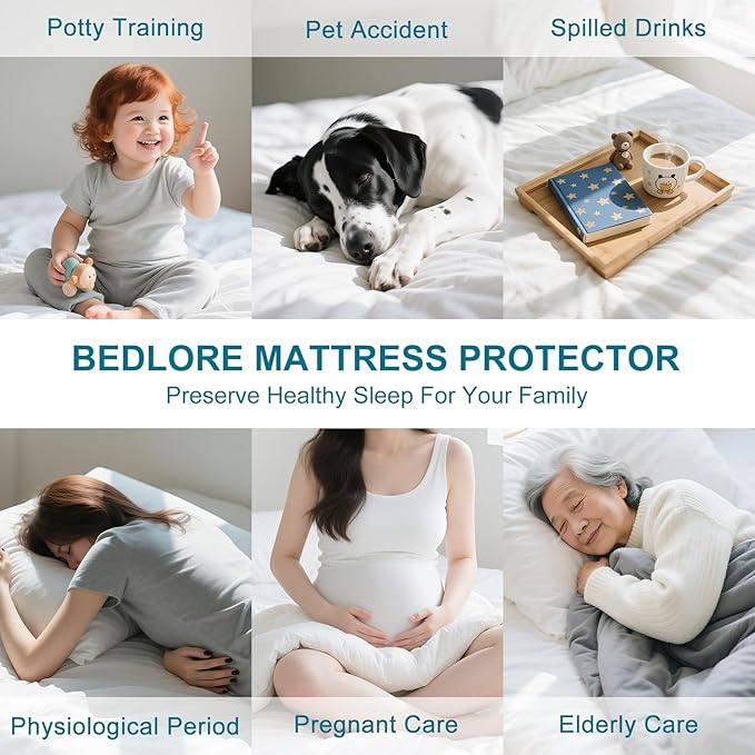 Waterproof Mattress Protector Twin Size - Breathable, Noiseless, Ultra-Soft Bed Cover, Mattress Pad Cover with Deep Stretchable Pockets 8"-21" (Gray)