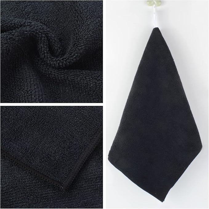 KinHwa Microfiber Dish Cloths for Washing Dishes Ultra Absorbent Dish Rags Fast Drying Kitchen Wash Clothes 12inch x 12inch 10 Pack Black