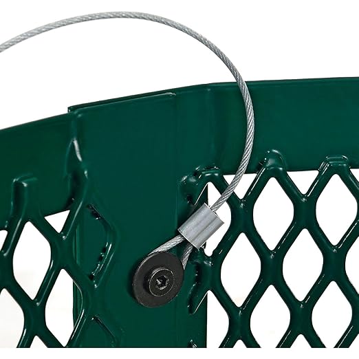 Global Industrial Outdoor Diamond Steel Trash Can with Flat Lid and Plastic Liner, 36 Gallon Capacity, Green, Thermoplastic Coating, 23-1/2" Diameter, 30" H