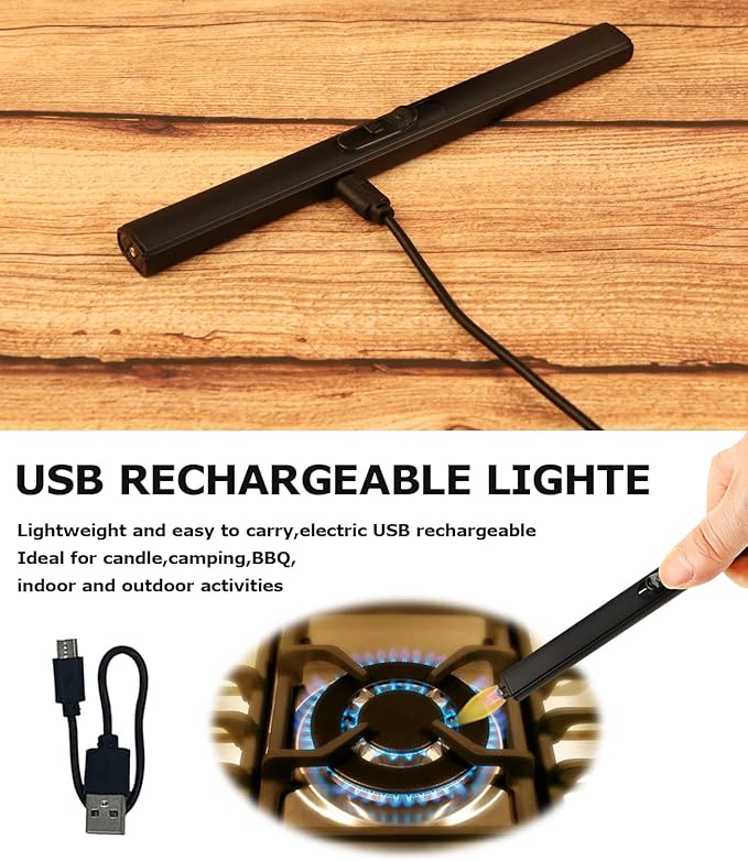 4 IN 1 Candle Wick Trimmer, Electric Candle Lighter Rechargeable, Candle Snuffer, Candle Wick Cutter, Candle Wick Dipper Accessory Candle Making Kit,with Portable Bag for Gifts Candle Lovers (Black)