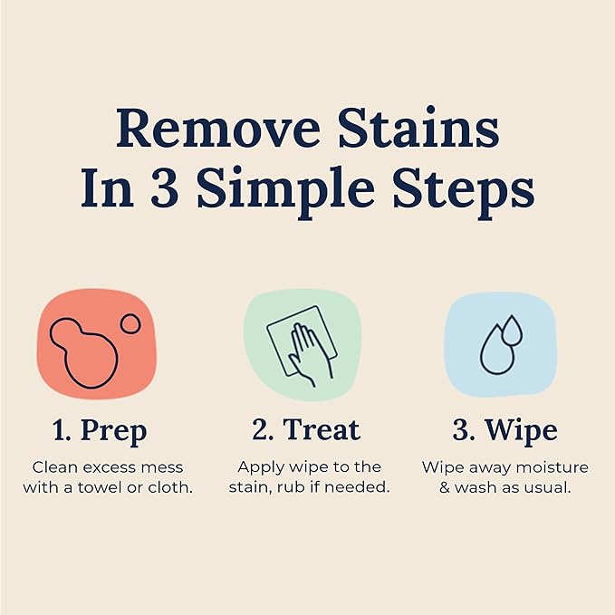 Miss Mouth's Messy Eater Stain Treater Wipes - 25 Pack Stain Remover - Newborn & Baby Essentials - No Dry Cleaning Food, Grease, Coffee Off Laundry, Underwear, Fabric