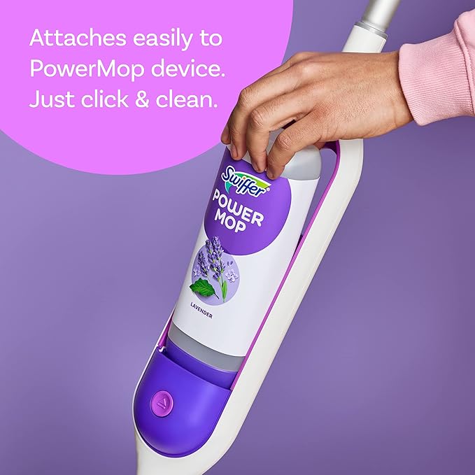 Swiffer PowerMop Multi-Surface Refill Pack for Floor Cleaning, Includes 5 Mopping Pad Refills, 1 Cleaning Solution with Lavender Scent (Pack of 2)