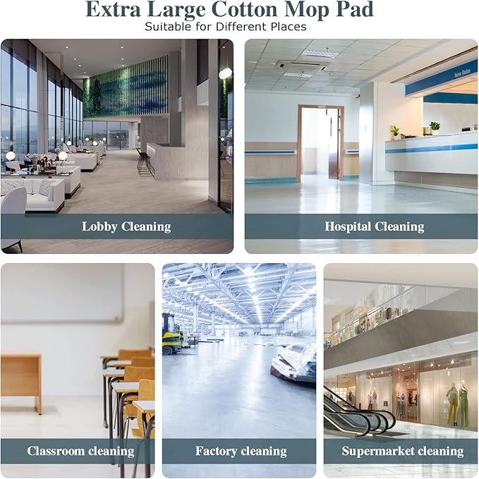 42" Commercial Dust Mop,Masthome Heavy Duty Industrial Mop with 1 Cotton & 1 Microfiber Pad,Dust Mops for Floor Cleaning,Wet & Dry Use Commercial Mop for Hardwood Floors,Tiles,Marble Floors