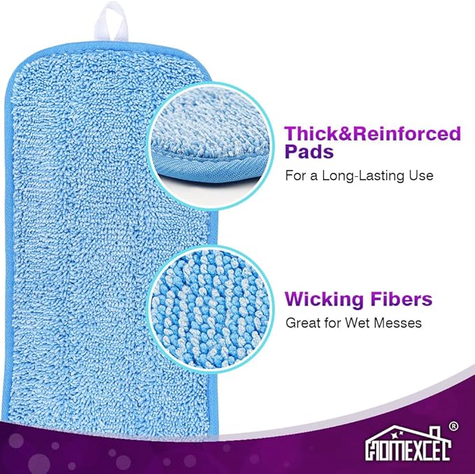 HOMEXCEL Reusable Mop Pads Compatible with Swiffer WetJet (8 Pack) - 12-inch Microfiber Mop Pads Wet Jet Refills for Wet Mopping Cloths - Hardwood Floor Cleaning