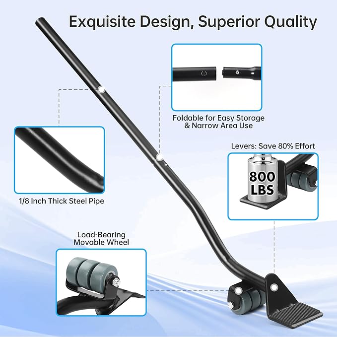 Furniture Lifter Tool, Appliance Lifter, Save 80% Effort, Lift Up to 800 Pounds Heavy Items, Furniture Lifter Jack for Heavy Furniture Appliance, Safely and Easily