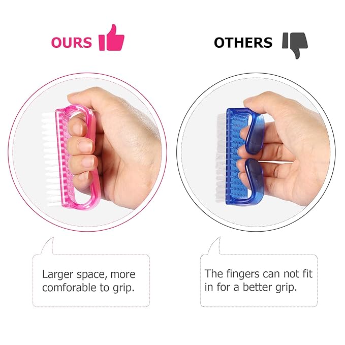 Handle Grip Nail Brush, Hand Fingernail Brush Cleaner Scrubbing Kit Pedicure for Toes and Nails Men Women (4 Pack) (Color-2)