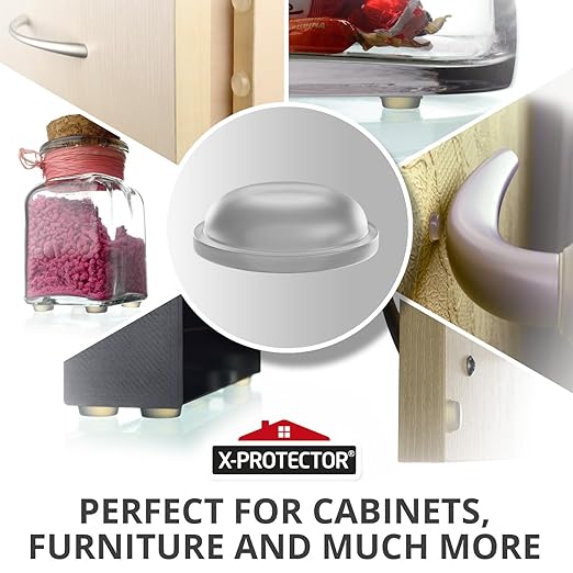 X-Protector Cabinet Door Bumpers 100 PCS – 1/2" Silicone Clear Bumpers – Ideal Cabinet Bumpers – Self-Adhesive Thick Door Silencer – Bumper Pads to Protect Glass & Other Surfaces!