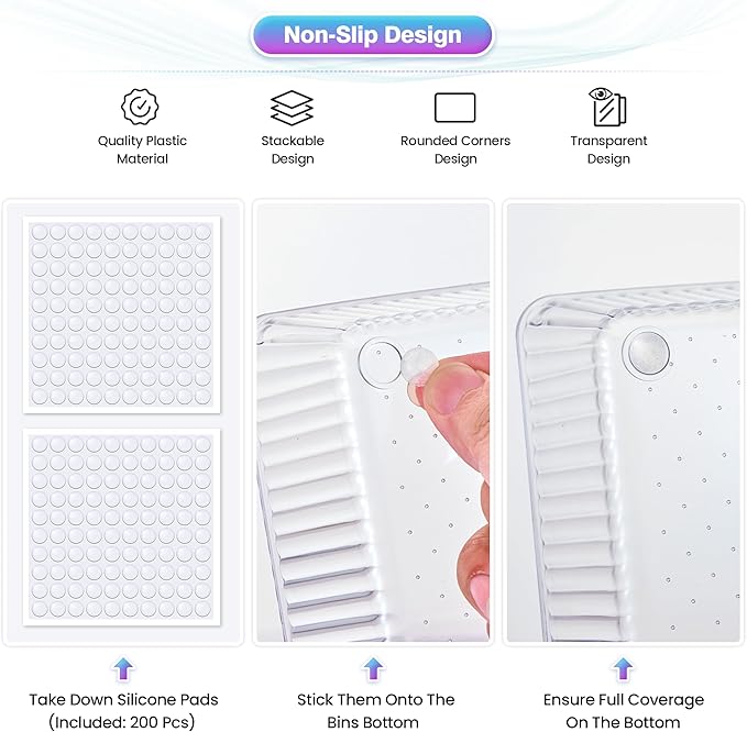 15 PCS Clear Plastic Drawer Organizer Set - 4 Sizes Makeup Organizer Desk Drawer Divider Bathroom Organizers and Storage Bins for Makeup, Jewelry, Gadgets, Office, Kitchen, Bedroom, Bathroom