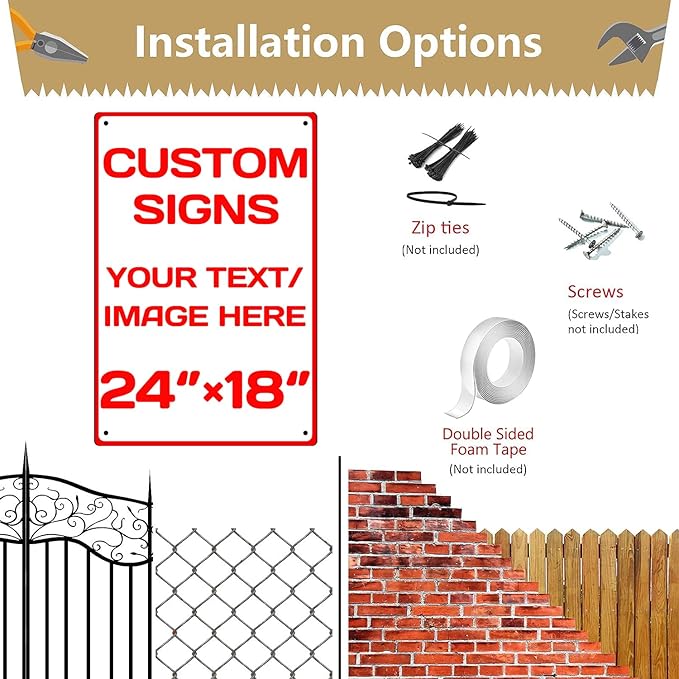 Personalized signs,Aluminum Weatherproof Metal Sign,Optional reflective, double-sided,Custom Personalized Text And picture Here,for garden, door,business,Street