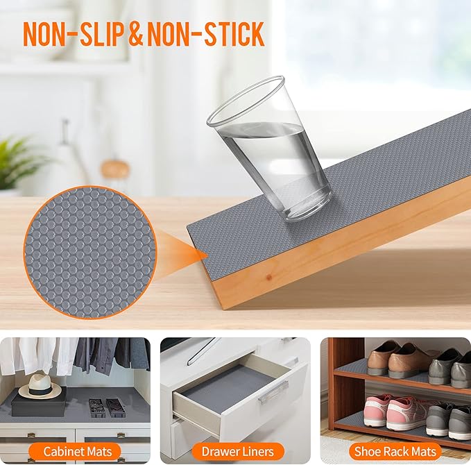 Shelf Liners for Kitchen Cabinets Non-Slip Drawer Liner Non Adhesive Cupboard Mat EVA Material Refrigerator Mats Fridge Liner Washable for Shoerack, Storage and Desks 11.8 x 393.7 Inches