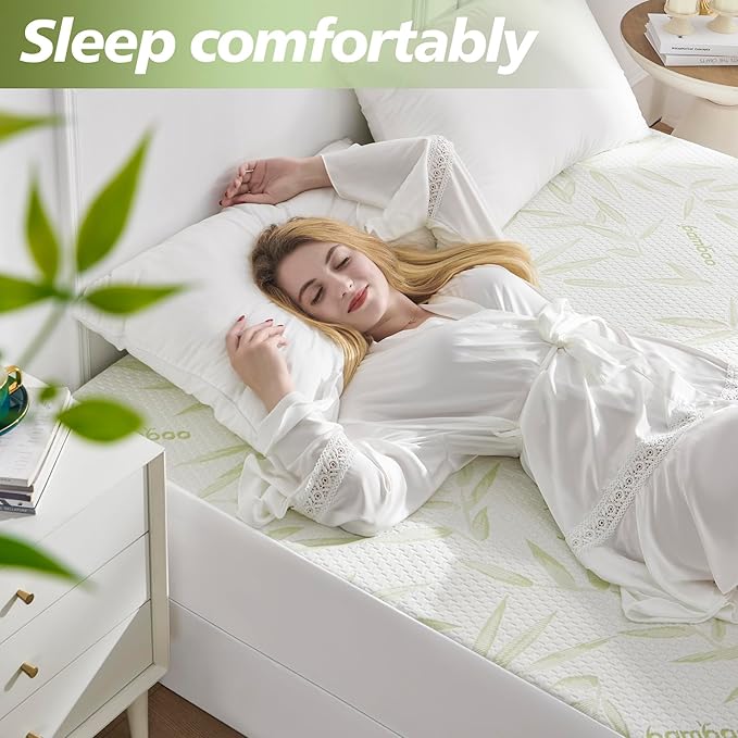Twin Mattress Protector Waterproof Mattress Pad Washable Bamboo Rayon Mattress Cover Breathable Noiseless Bed Protector 5" - 21'' Elastic Fitted Deep Pocket