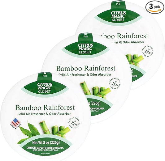 Citrus Magic For Closets Odor Absorbing Solid Air Freshener, Bamboo Rainforest, 8-Ounce, Pack of 3