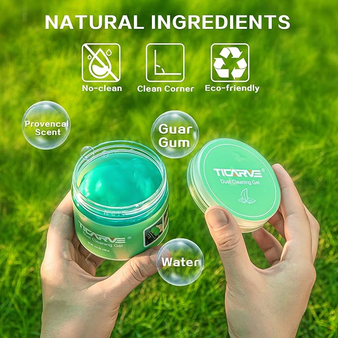 TICARVE 2Pack Cleaning Gel for Car Detailing Vent Cleaner Cleaning Putty Gel Auto Detail Tools Car Interior Cleaner Cleaning Mud for Cars and Keyboard Cleaner Cleaning Slime Green (320g/11.2oz)