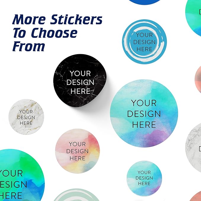 100 Custom Vinyl Stickers - Upload Your own Image, Text, Design, Logo - Personalized Logo Labels for Handmade, Packaging, Bottle, Jars, Candle, Brand Stickers (Blue Swirls, 4x4)