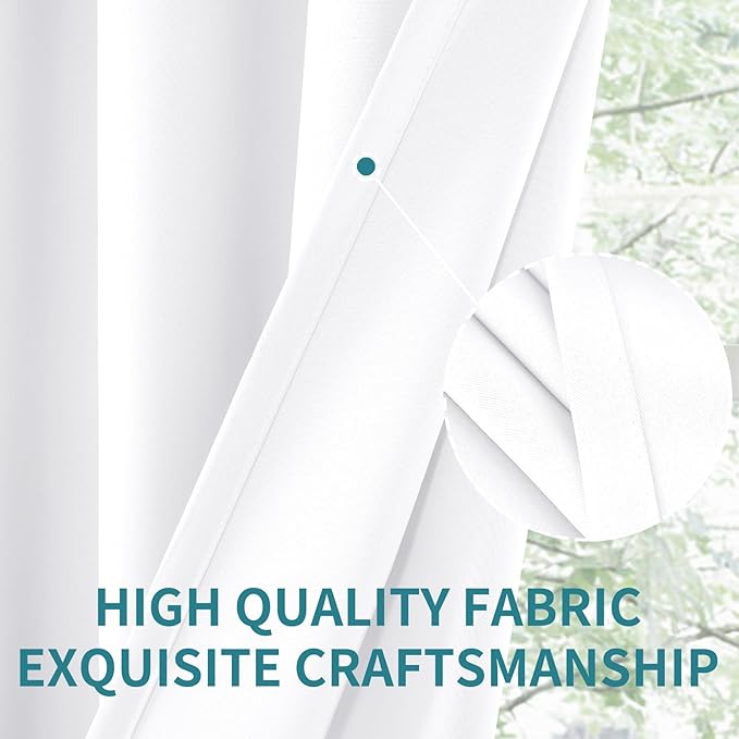 BGment White Curtains 36 Inches Length for Kitchen Cafe Window, Rod Pocket Small Half Window Drapes Privacy for Bathroom Rv Bedroom, 2 Panels, 34 x 36 Inch