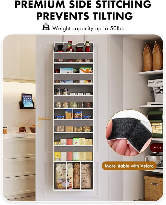 Over The Door Organizer Storage - 50lb Heavy Duty 6 Shelf Over Door Organizer Hanging Space Saving Perfect for Bedroom Bathroom Dorm Nursery Pantry