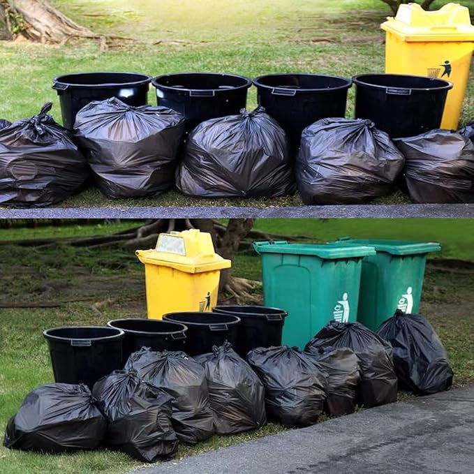 2-4 Gallon Trash Bags, 200 Count Black Garbage bags, Small Trash Can Bin Liners for Bathroom, Office, Industrial, Commercial, Janitorial, Municipal, Recycling…