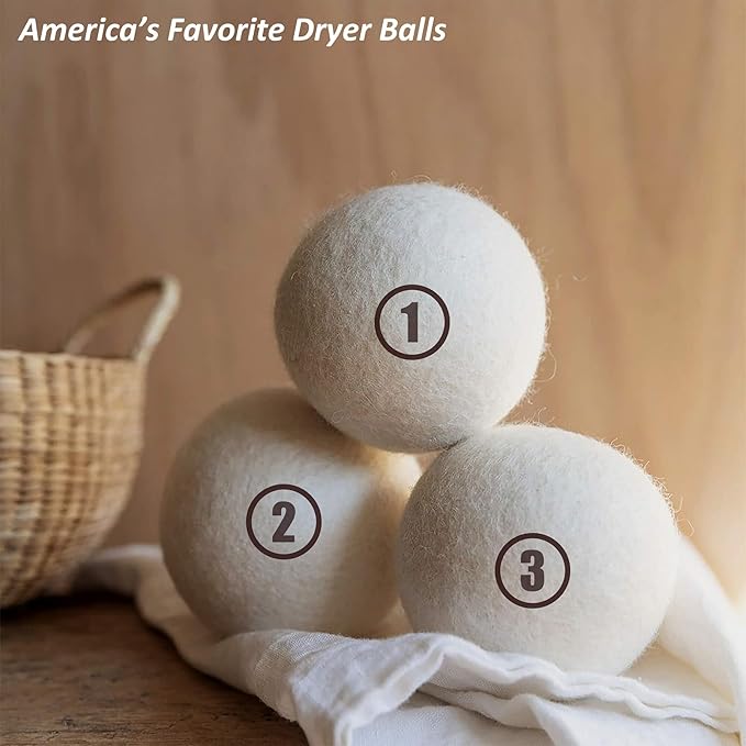 Sheep Wool Dryer Balls 4 Pack XL(2.7") Premium Natural Fabric Softener, Reusable Laundry Dryer Balls for Reducing Drying Time, Static and Wrinkles, Eco-Friendly – 100% New Zealand Wool