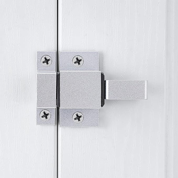 4 Packs Self-Closing Gate Latches, Silver Spring Door Lock, Aluminum Alloy Security Latch for Windows, Cabinets & Gates