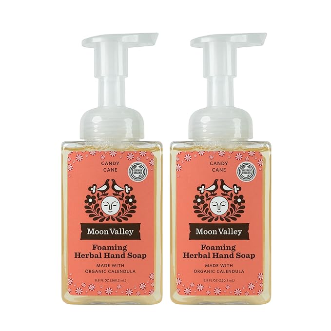 Moon Valley Herbal Foaming Hand Soap, Vegan (Candy Cane, Recyclable Bottle)