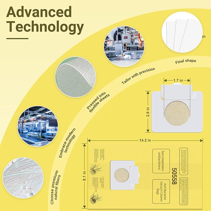 50558 Vacuum Cleaner Bags Replacement for Kenmore Canister Type C/Q 5055, 50555, 50557, 50558 and Pana·sonic Type C-5, C-18, 200 Series, 400 Series, 600 Series, 800 Seires Vacuum - 10 Pack