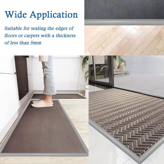 Floor Transition Strip Self Adhesive Carpet & Flooring Transitions Edging Trim Strip PVC Threshold Transitions Suitable for Threshold Height Less Than 5mm (3.3Ft, Wood Grain Gray-New)