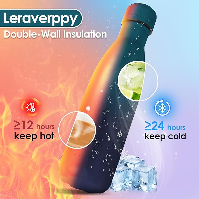 17oz Cola-Bottle Shaped Stainless Steel Leak-proof Water Bottle,Double Wall Vacuum Insulated Metal,Travel Mug For Sports Indoors & Outdoors,BPA-Free Kids Flasks,Dark Night(1Pack)