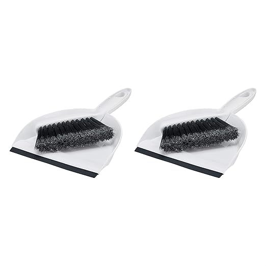 Amazon Basics Mini Brush and Dustpan Set, Pack of 2, Gray (Previously AmazonCommercial brand)