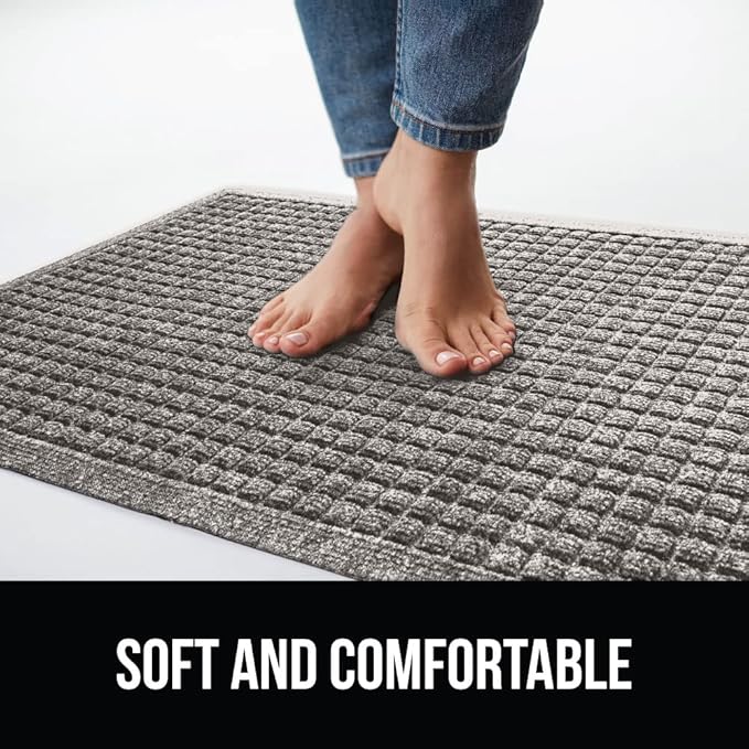 GORILLA GRIP Front Door Mat, 72x24, Indoor Outdoor Ultra Absorbent HydroAbsorb Doormat, Absorbs Up to 2.75 Cups of Water, Stain and Fade Resistant, Rubber Backing Doormats, Captures Dirt, Charcoal