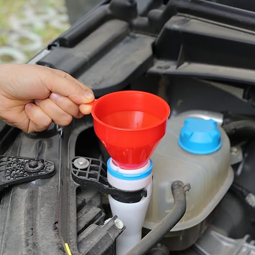 Small Flexible Fuel Funnel with Long Hose Plastic Wide Mouth Filling Funnel Car Funnel for Engine Oil Gas Fuel Gasoline Diesel Water Fluid Liquid Transmission Red Wide Diameter 3.15inch(1)