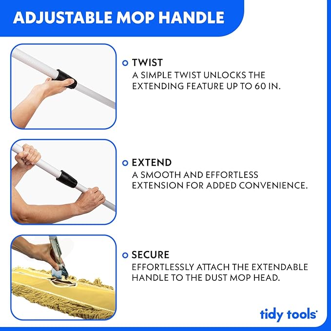 48 Inch Yellow Commercial Dust Mop & Floor Sweeper with Extendable Handle – Mop for Hardwood, Tile, and Concrete Floor Cleaning