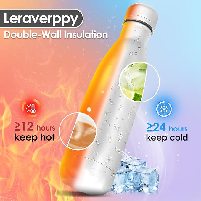 17oz Cola-Bottle Shaped Stainless Steel Leak-proof Water Bottle,Double Wall Vacuum Insulated Metal,Travel Mug For Sports Indoors & Outdoors,BPA-Free School Kids Flasks,White(1 Pack)