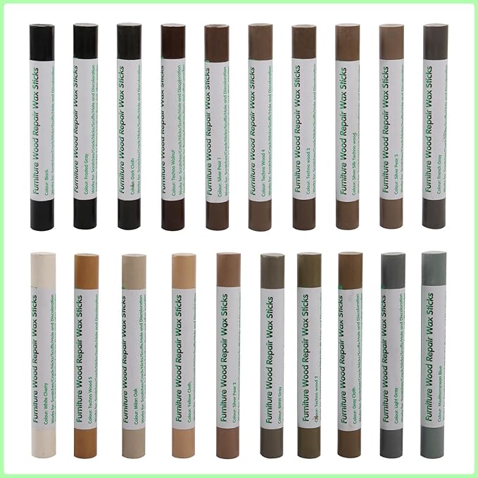 Furniture Markers Touch Up, 20 Colors Wood Filler Sticks, Wood Wax Crayons for Repairing Scratches, Scuffs, Cracks, Holes on Furniture, Floors, Cabinets, Tables, and Doors - Tech Wood Series