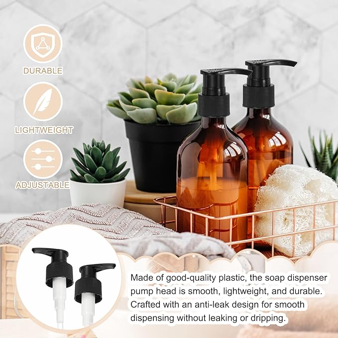 uxcell 16 Pcs Soap Dispenser Pump Heads Soap Dispensers Top Pumps Replacement Switch Pumphead for Standard 24/419 Neck Size Lotion Shampoo Bottle, Black