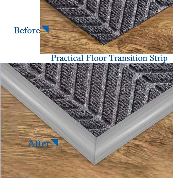 Floor Transition Strip Self Adhesive Carpet & Flooring Transitions Edging Trim Strip PVC Threshold Transitions Suitable for Threshold Height Less Than 5mm (10Ft, Wood Grain Gray-New)