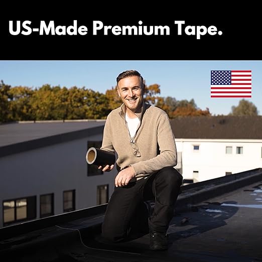 HSS Sealant Tape with MicroSealant - Waterproof Commercial Roofing Tape for Roof and RV Repair - UV- & Weatherproof - Black - 4 inch x 25 feet