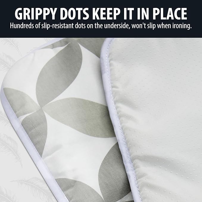Seiritex Ironing Mat, Portable Ironing Pad 39.4 x 18.9 inch Table Top Iron Board 5 in 1 Travel Iron Blanket for Washer, Dryer, Counter top, Grey Clover